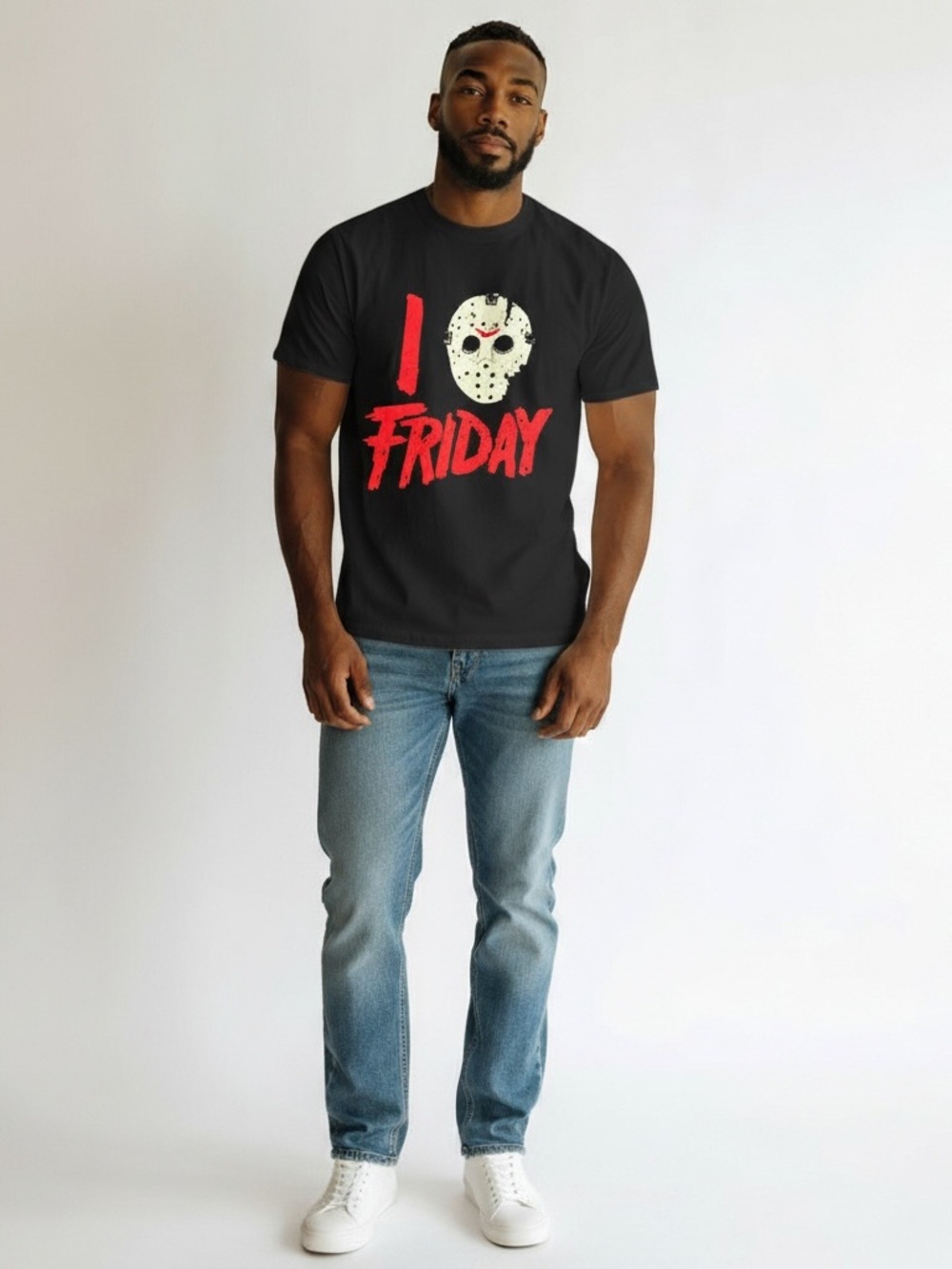 Friday the 13th Jason Voorhees I ❤️ Friday Graphic T-Shirt Black Men’s L